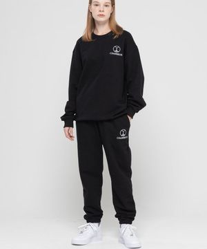 자수로고 세미 오버핏 트레이닝 세트 셋업[검정]