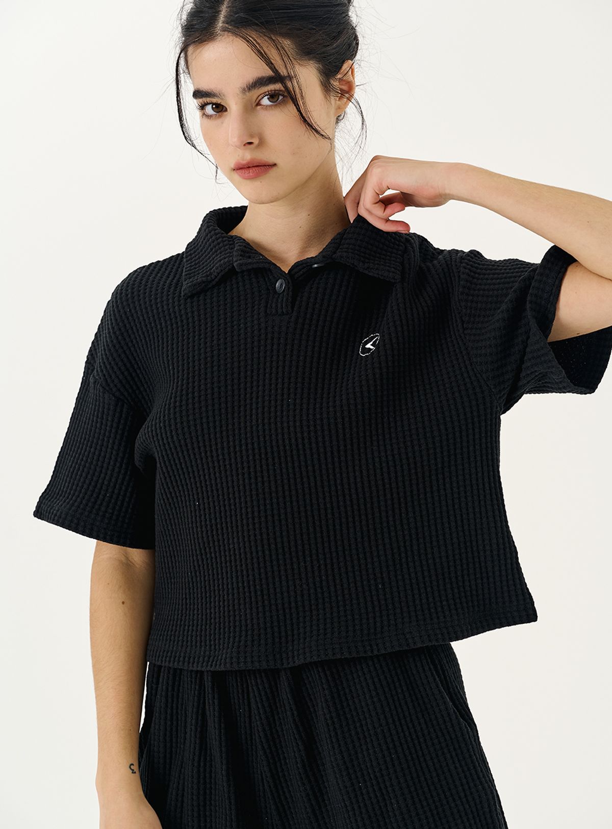 인터레스트(INTEREST) CROIFFLE POLO SHIRT_BLACK