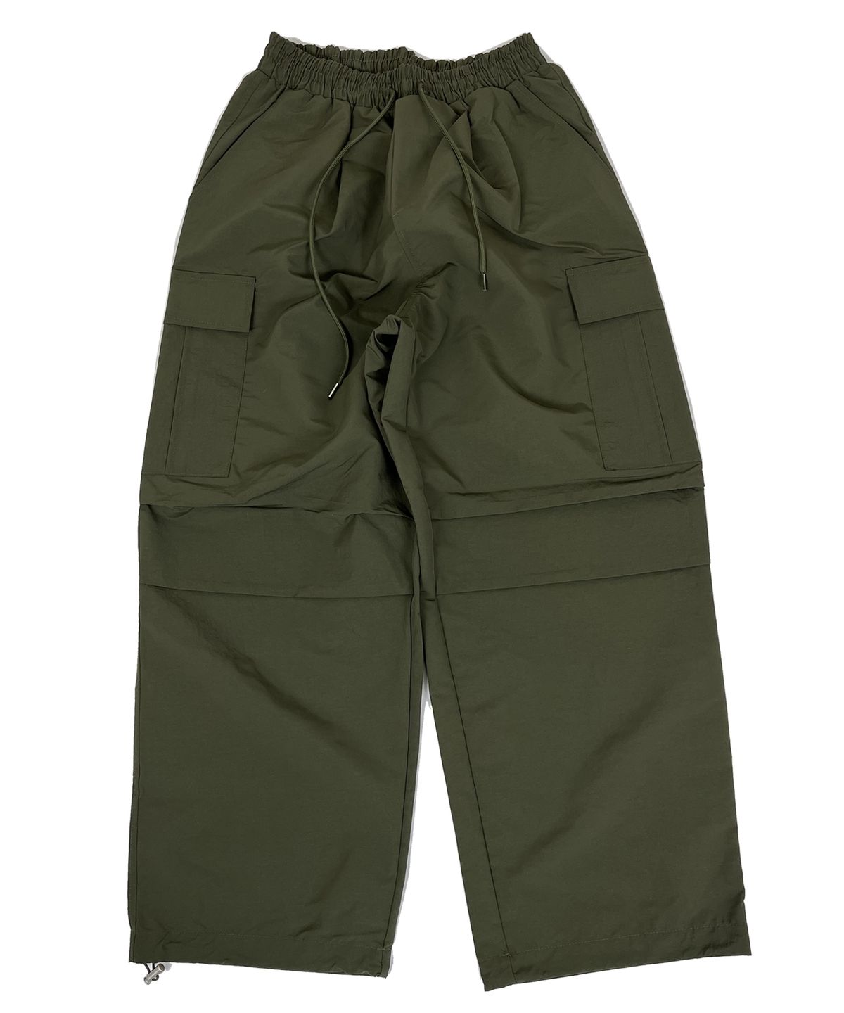 스케이터락(SK8ER ROCK) Knee tuck cargo nylon wide pants dark khaki