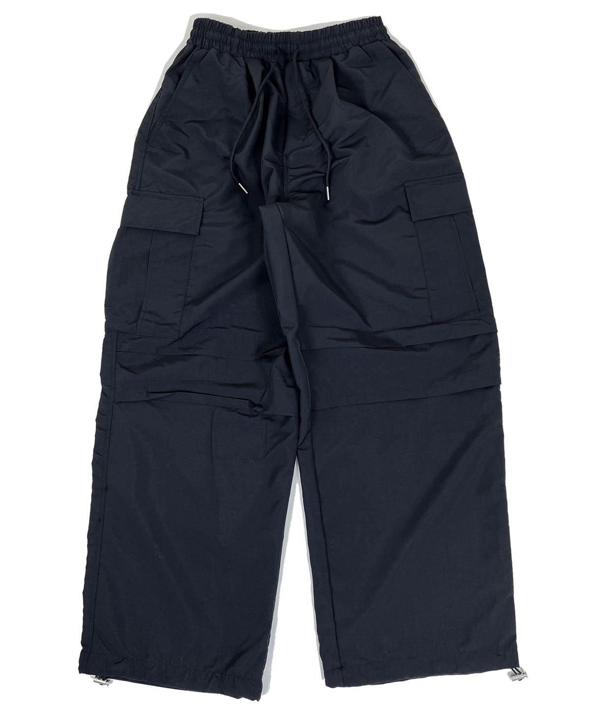 스케이터락(SK8ER ROCK) Knee tuck cargo nylon wide pants black