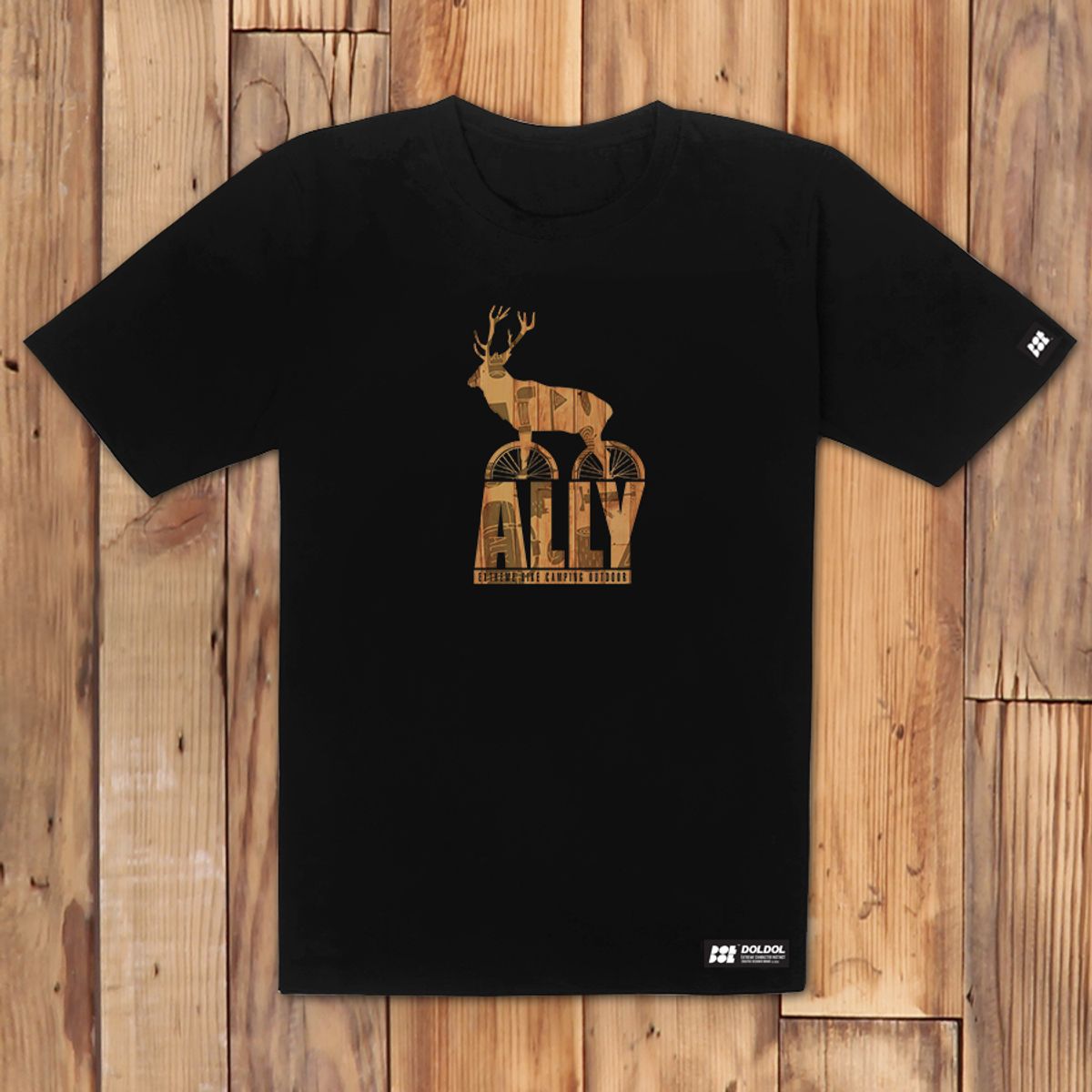 돌돌(DOLDOL) ALLY_T-shirts_03 자전거 캠핑 여행 사슴 엘리 캐릭터 그래픽 티셔츠