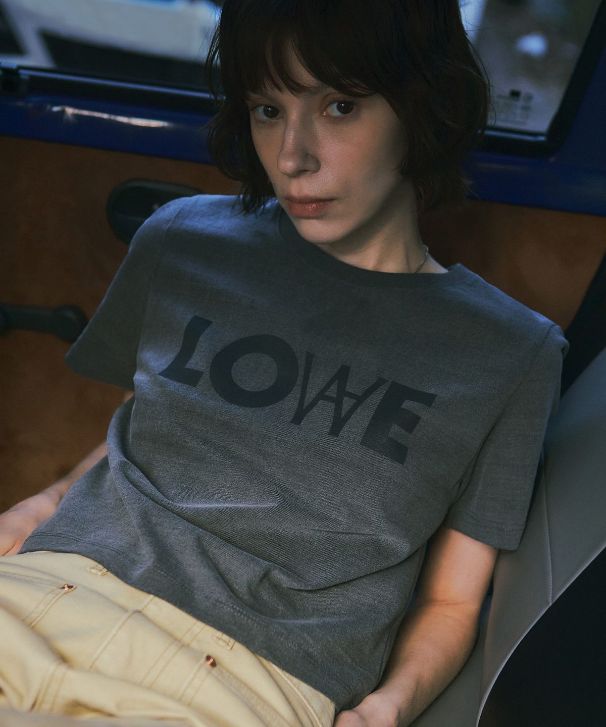 반원 아틀리에(VANONE ATELIER) A3445 Pigment crop T-shirt_Charcoal