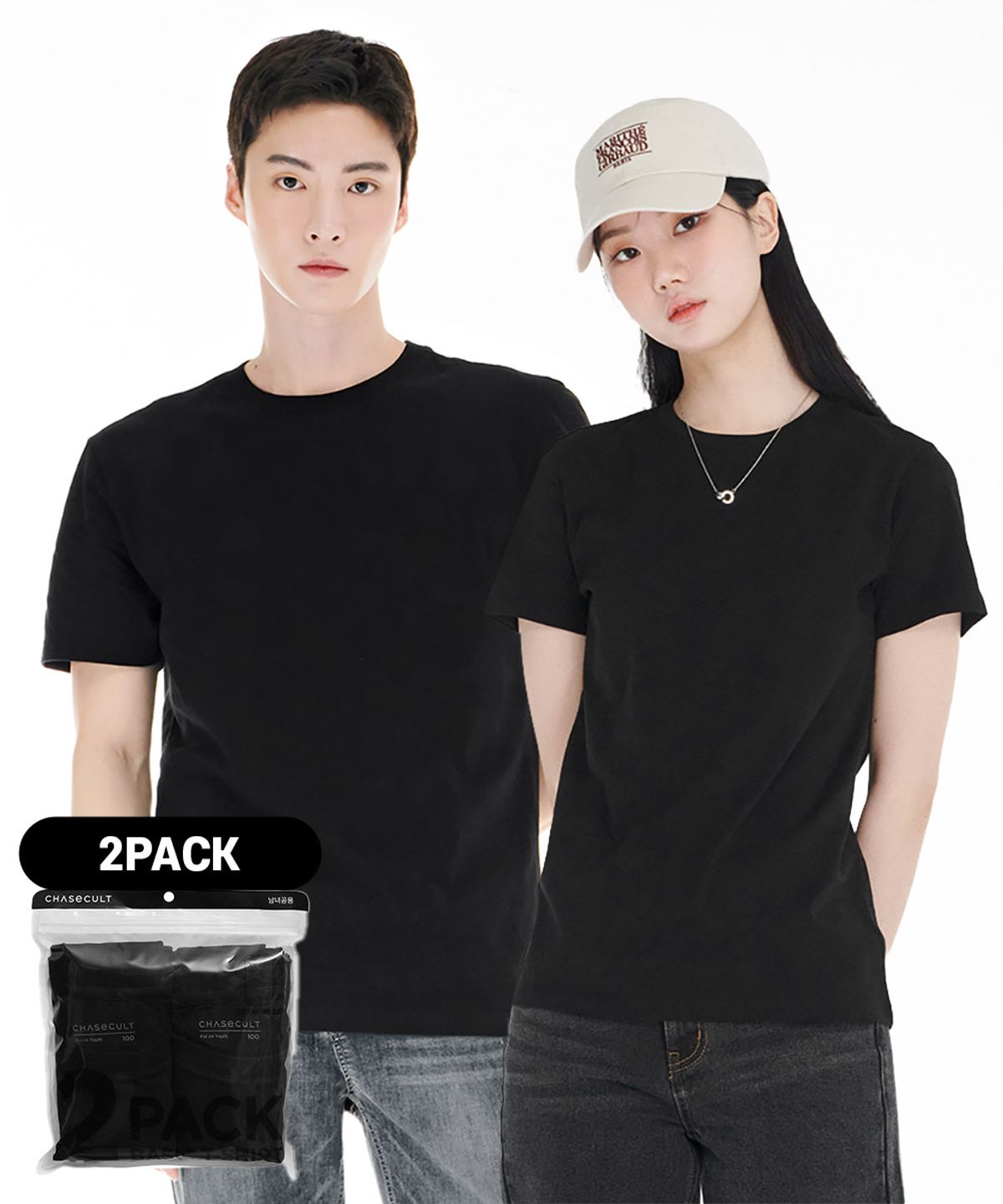 체이스컬트(CHASECULT) 공용 2PACK 반팔 티셔츠-CDZU8288A03