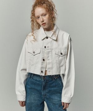 트러커 5162 크롭 오프화이트 데님재킷