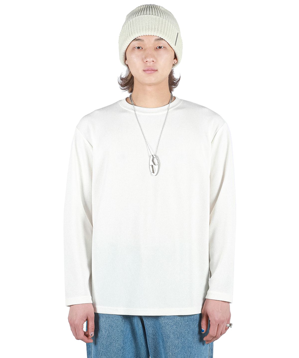 씨웨어 바이 더 지니어스(C WEAR BY THE GENIUS) 에센셜 니트 티셔츠 화이트