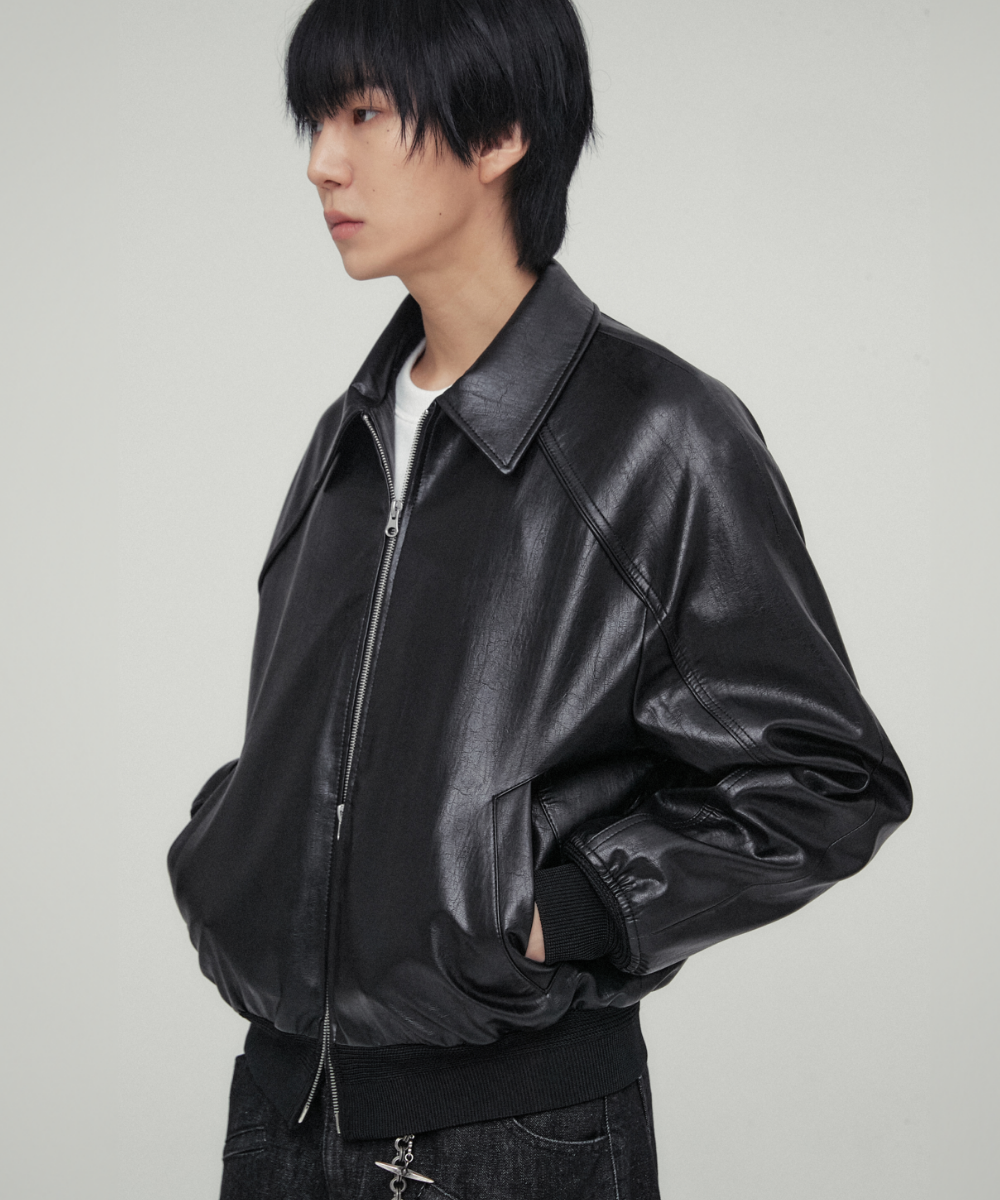 MUSINSA公式 | MINAV ビーカンレザーラグランジャケット[ブラック]
