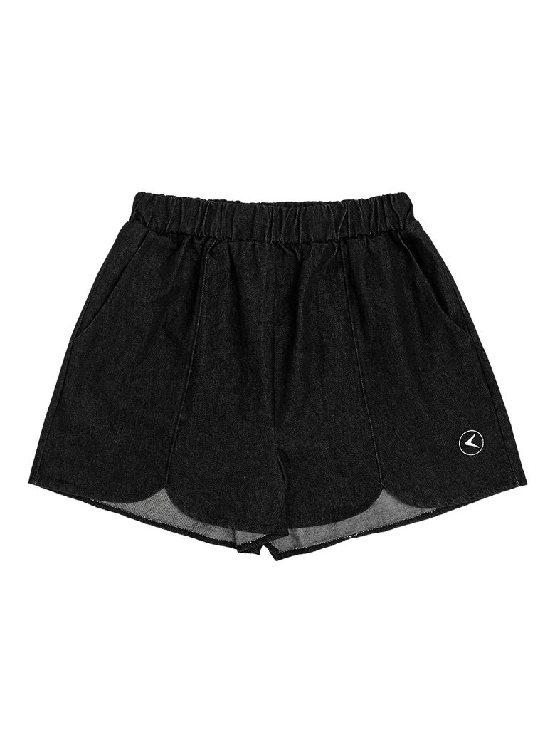 TULIP LINE DENIM SHORTS_BLACK