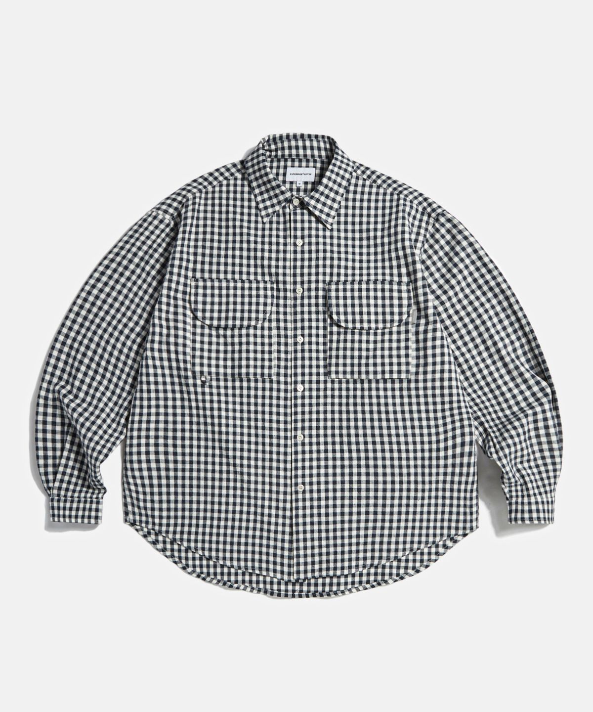 에스피오나지(ESPIONAGE) Double Pocket Gingham Shirt Navy
