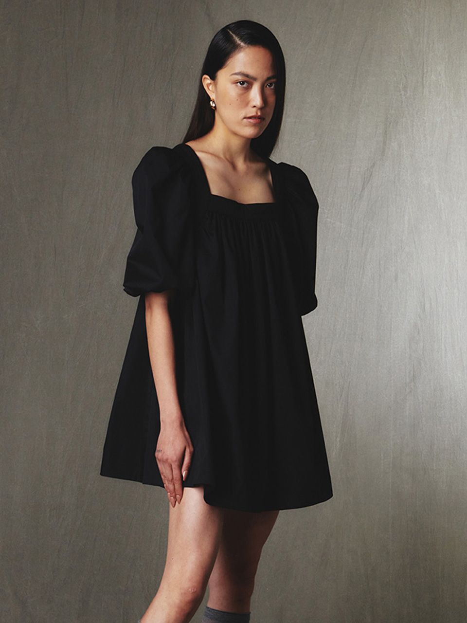 black balloon mini dress Black Balloon Sleeve Lillie Mini Dress main image 0