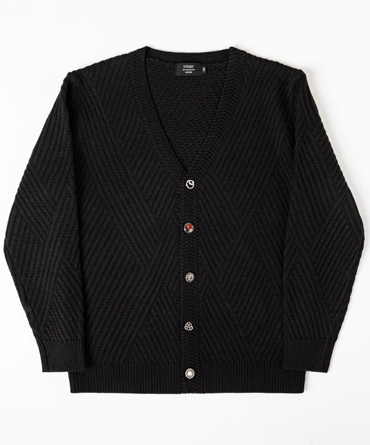 스트라이크(STRIKE) Multibutton Cardigan Knit (BLACK)