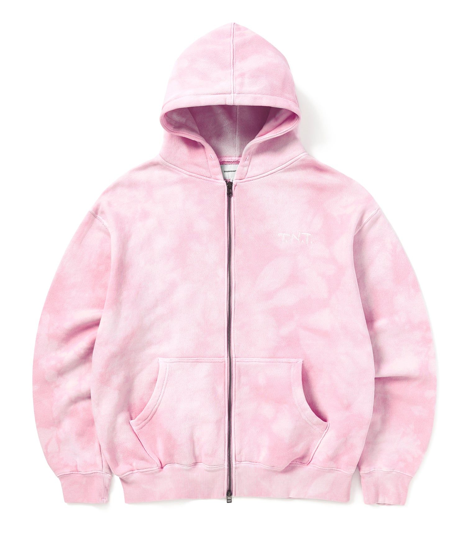 MUSINSA | thisisneverthat® Uneven Dyed Zip Hoodie Pink