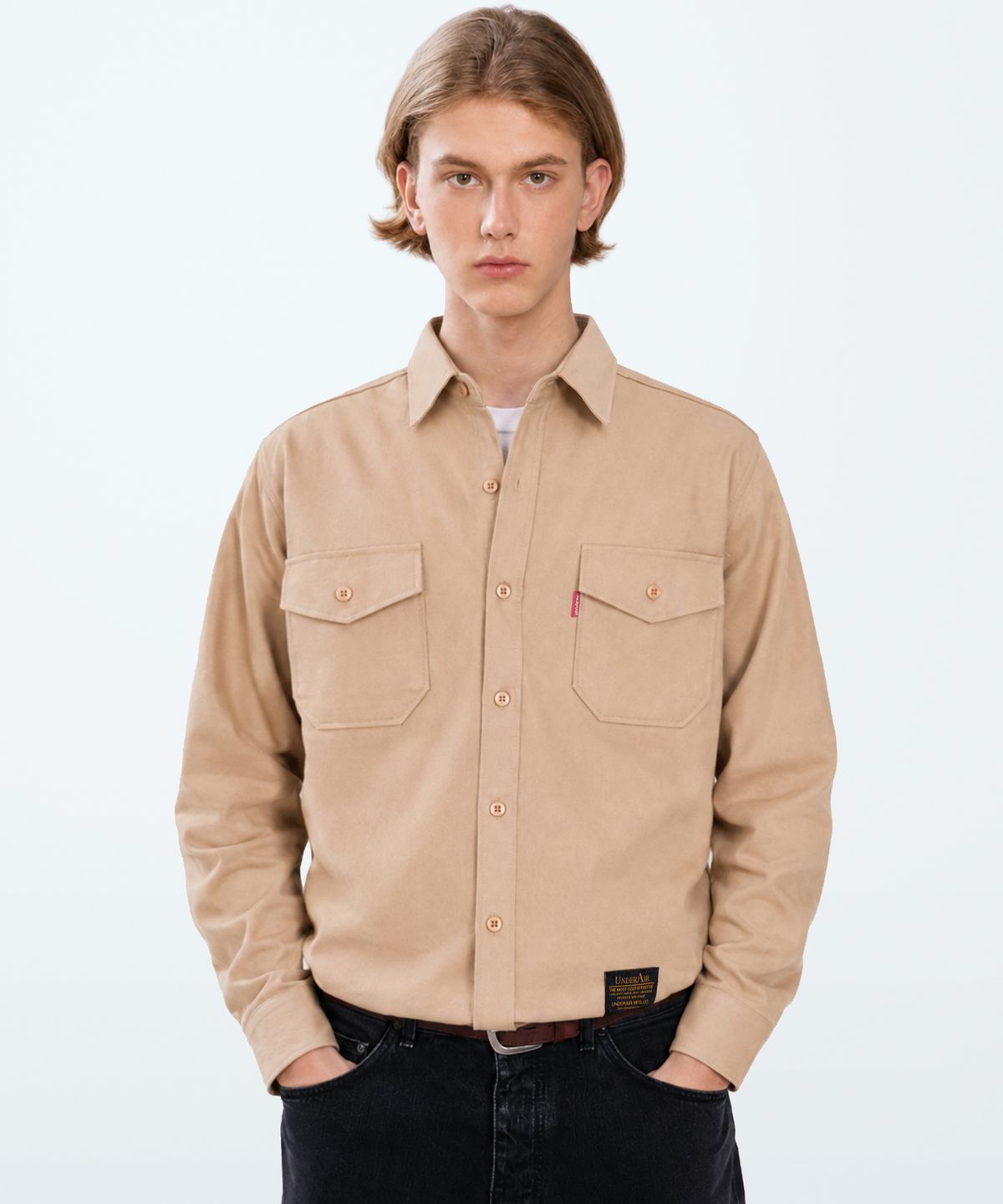 언더에어(UNDERAIR) COTTON WORK SHIRTS - BEIGE