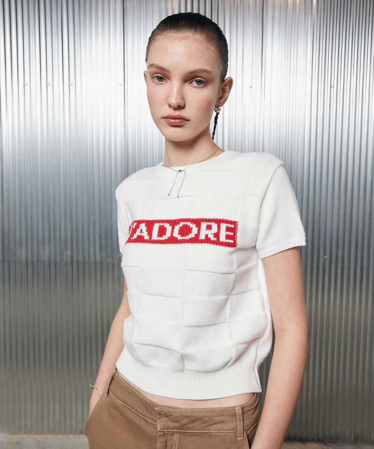 라티젠(LARTIGENT) L2 SQUARE SHORT SLEEVE KNIT(IVORY)