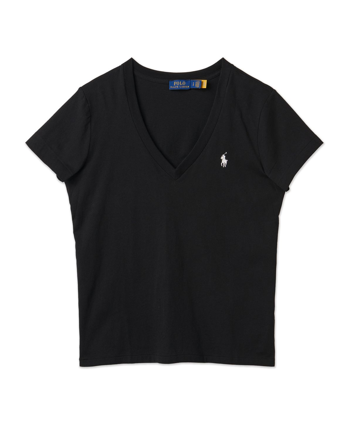 폴로 랄프 로렌(POLO RALPH LAUREN) W 코튼 저지 브이넥 티 - 블랙