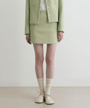 엘라 트위드 미니 스커트 - 민트