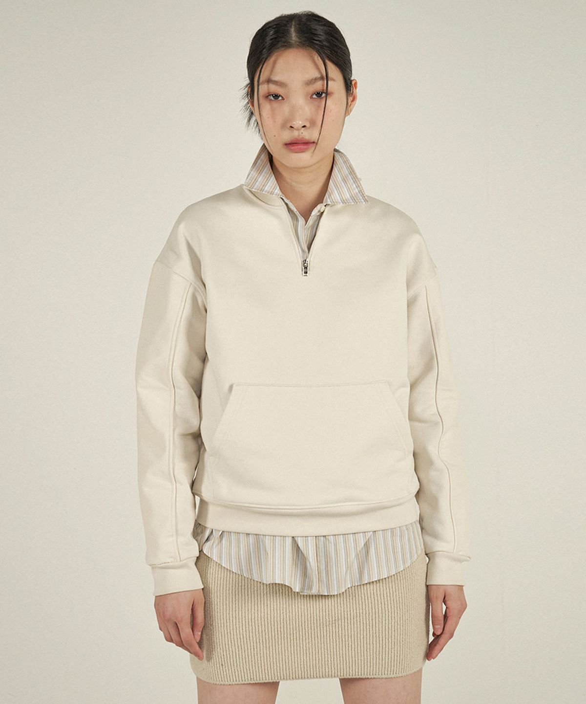 아우로(OURO) PATCHED HALF ZIPUP [ CREAM ]