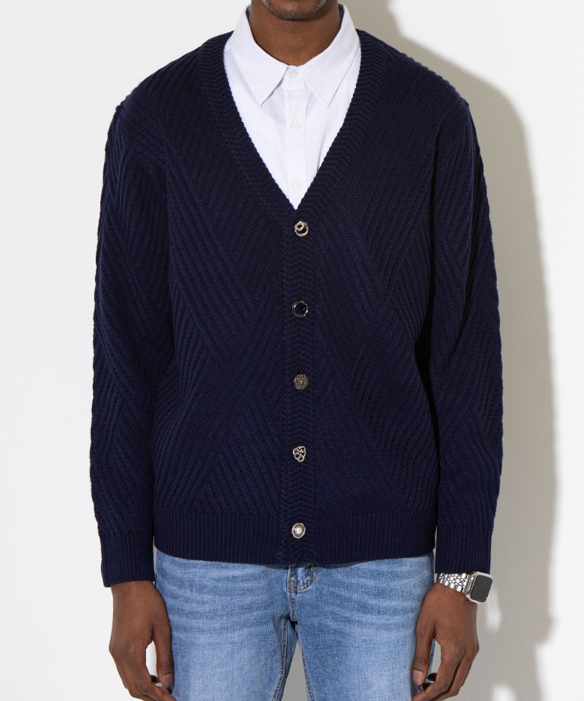 스트라이크(STRIKE) Multibutton Cardigan Knit (NAVY)