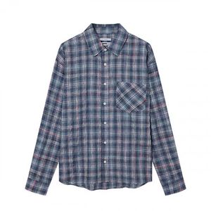 공용) 시어서커 체크셔츠(세미오버핏)_AN1WWH143-BL