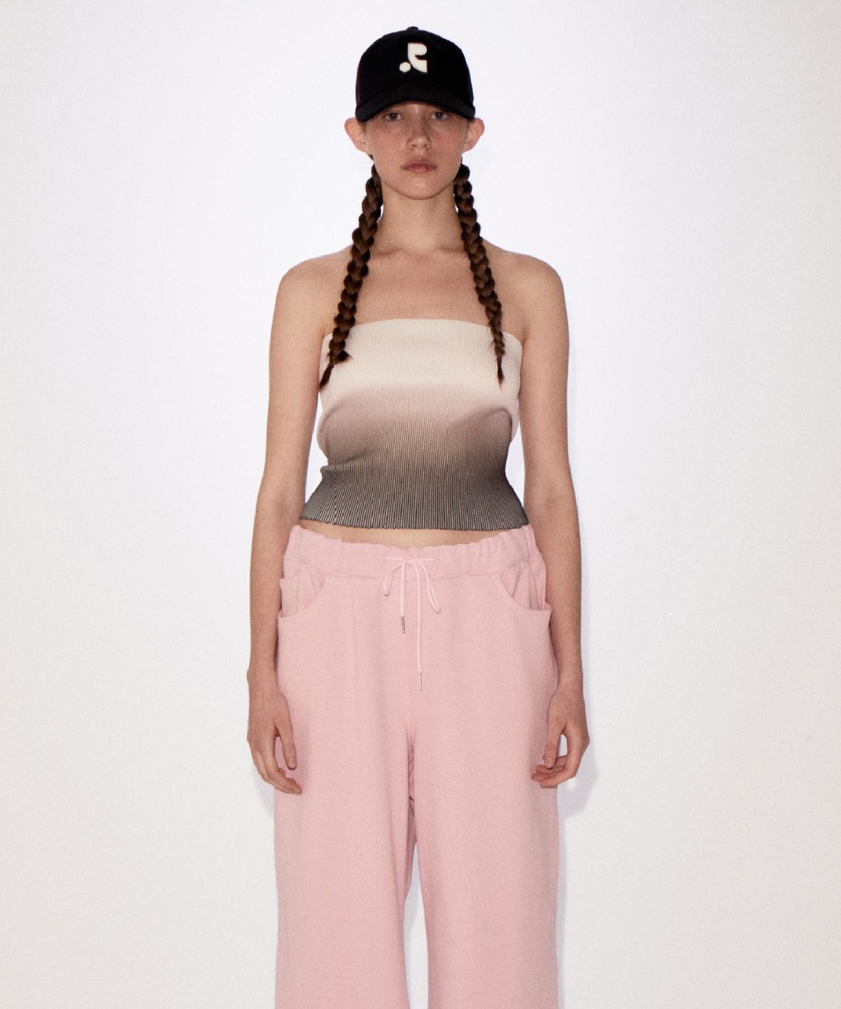 레스트앤레크레이션(REST&RECREATION) RR GRADATION BANDEAU KNIT TOP PINK