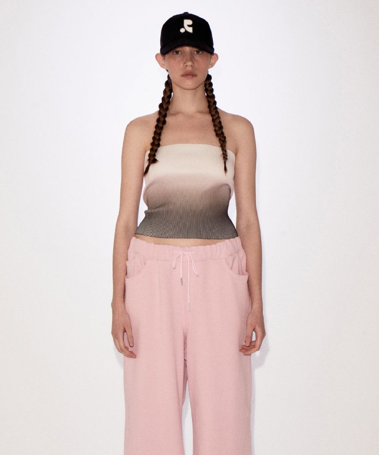 RR GRADATION BANDEAU KNIT TOP PINK