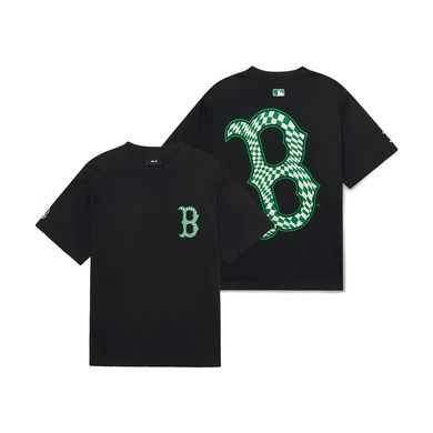 엠엘비(MLB) 체커보드 클리핑 로고 오버핏 반팔 티셔츠 BOS (Black)