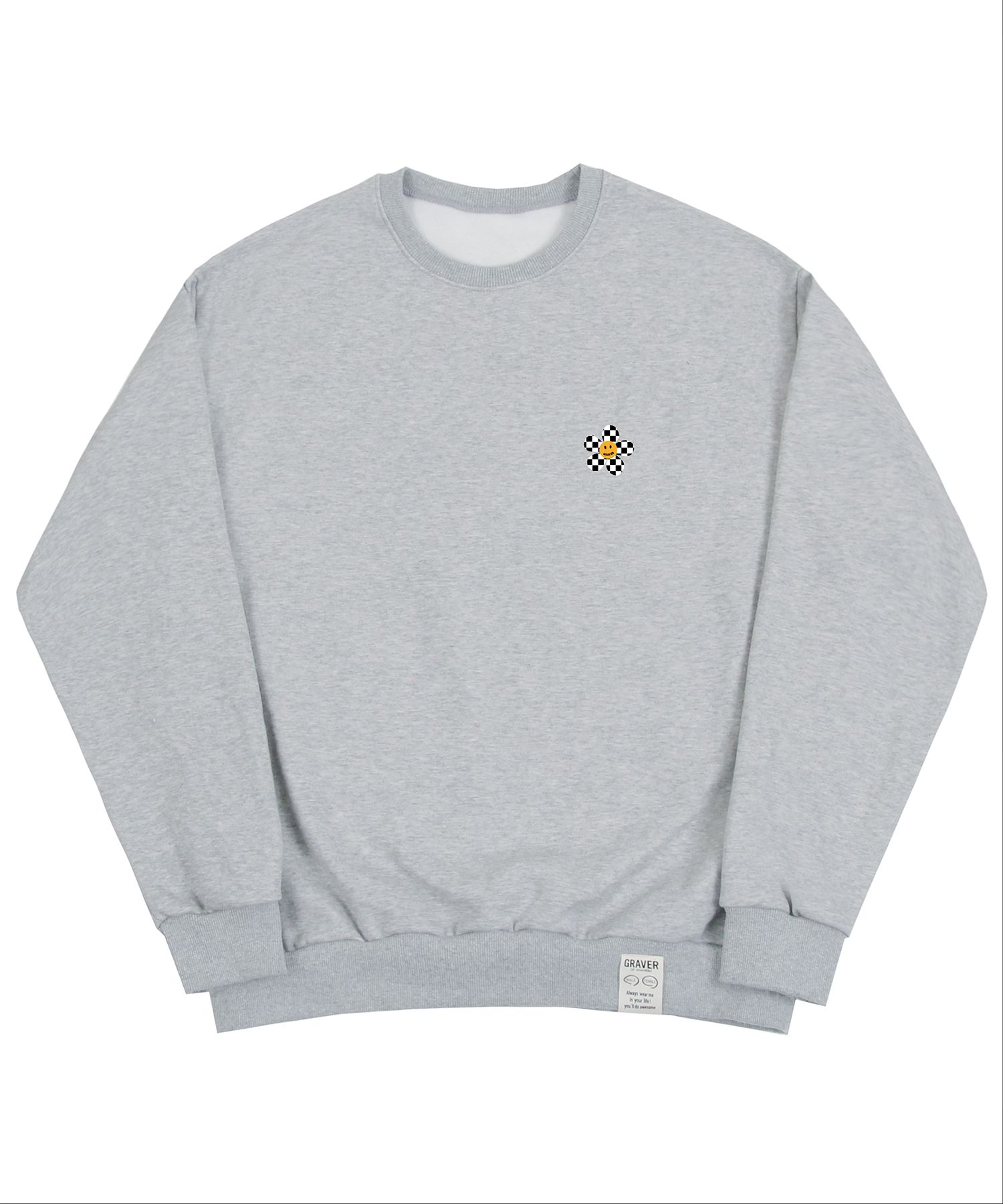 【GRAVER】23SS★ Checkerboard Small Flower Sweatshirt MUSINSA | GRAVER [UNISEX] Checkerboard Small Flower
