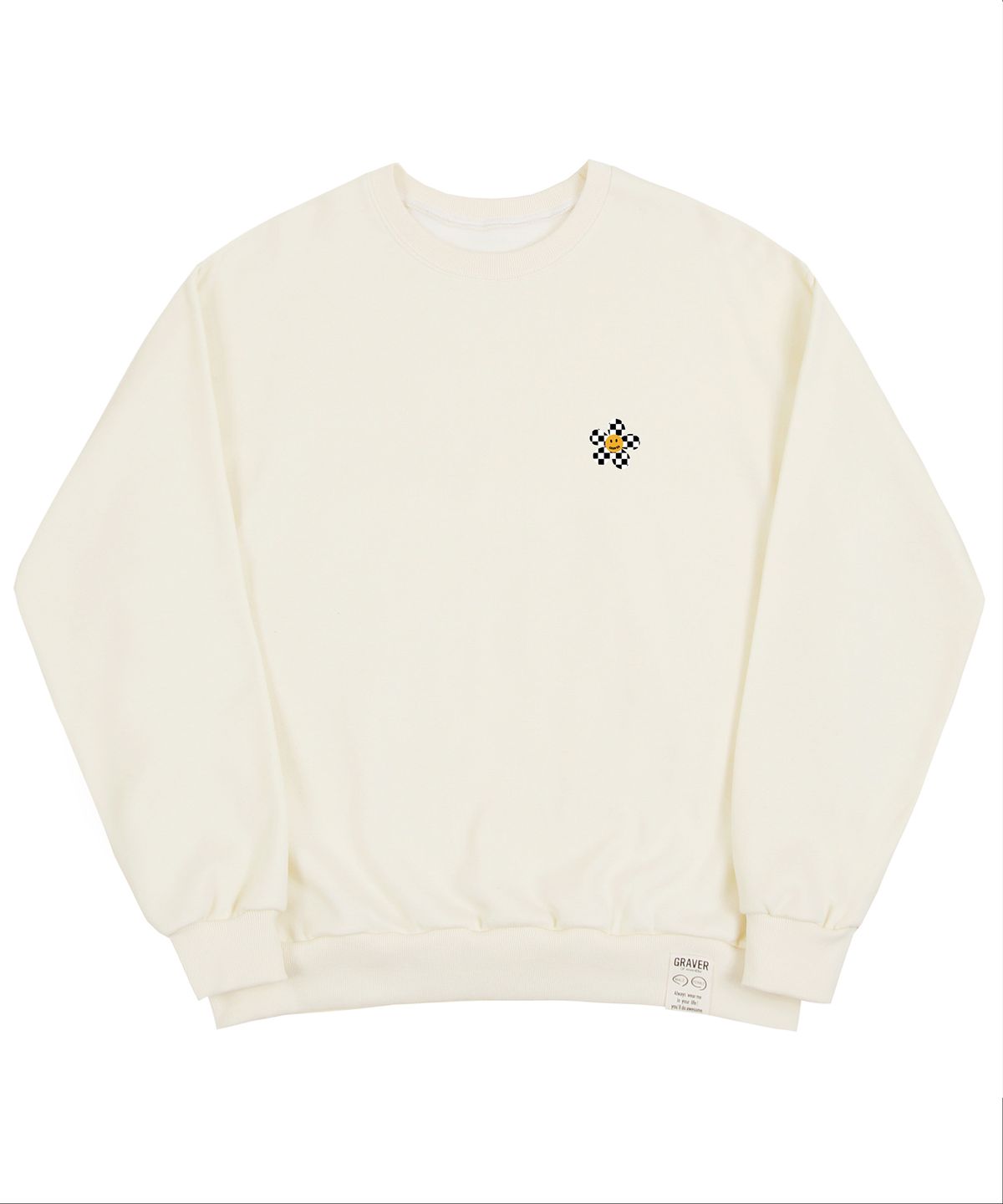 그레이버(GRAVER) [UNISEX]체커보드 스몰플라워 맨투맨_크림