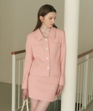 엘라 투포켓 트위드 셋업 - 핑크
