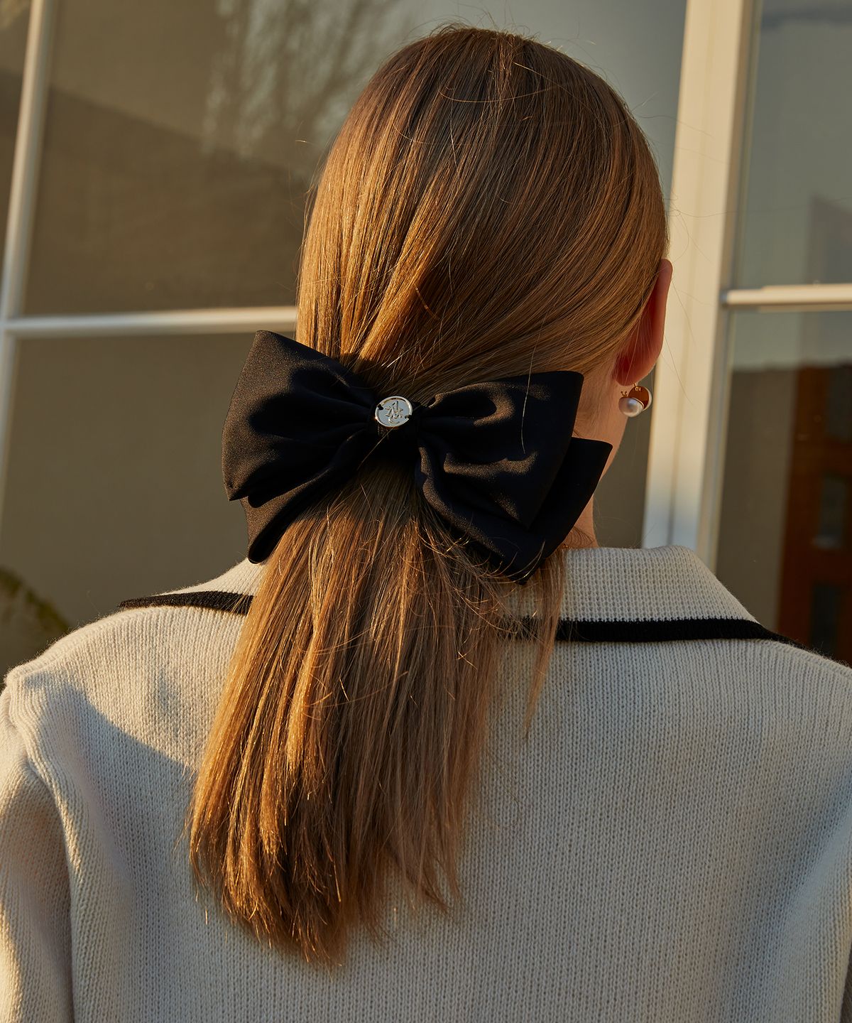 아노에틱(ANOETIC) ANC SATIN RIBBON HAIRPIN_BLACK