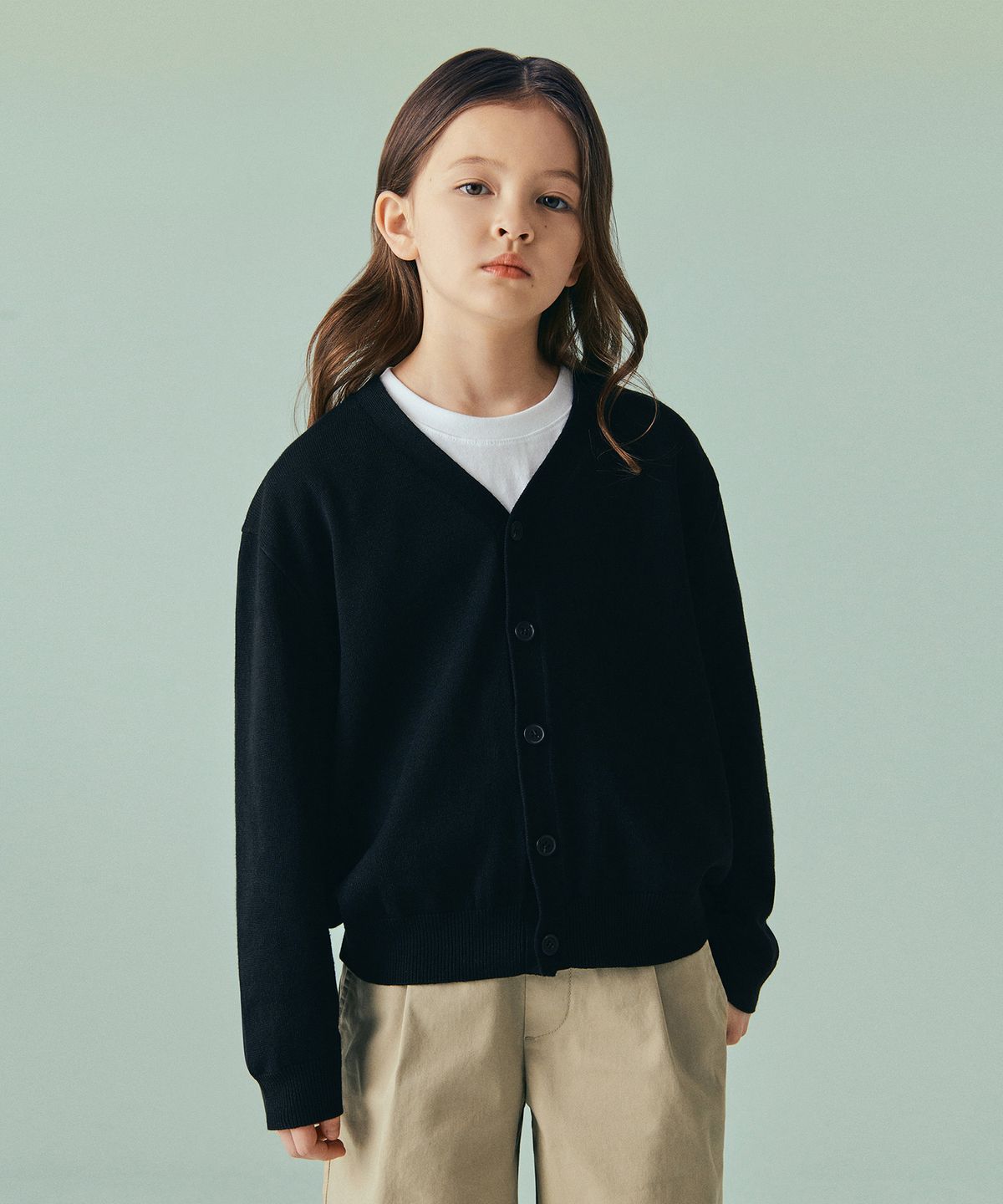 무신사 스탠다드 키즈(MUSINSA STANDARD KIDS) 오버사이즈 가디건 [블랙]