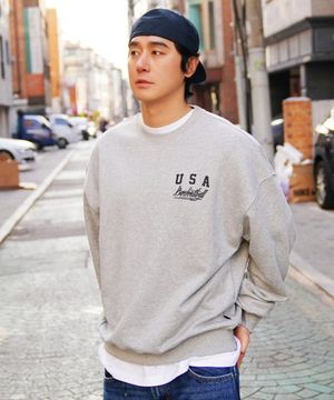 바스켓볼 아크 스몰 로고 맨투맨 그레이