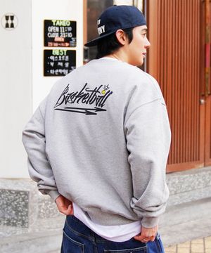 바스켓볼 아크 빅 로고 맨투맨 그레이