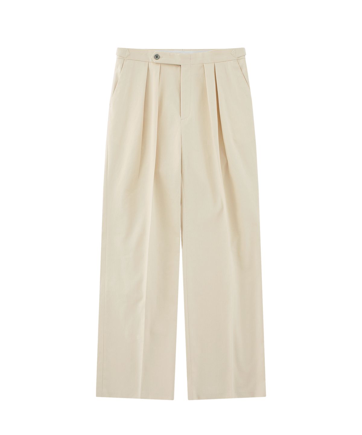 벨리프(BELLIEF) [Easy line] Herringbone cotton Wide Pants (ECRU)
