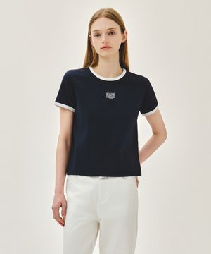 W CLASSIC LOGO RINGER TEE navy
