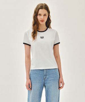 W CLASSIC LOGO RINGER TEE white