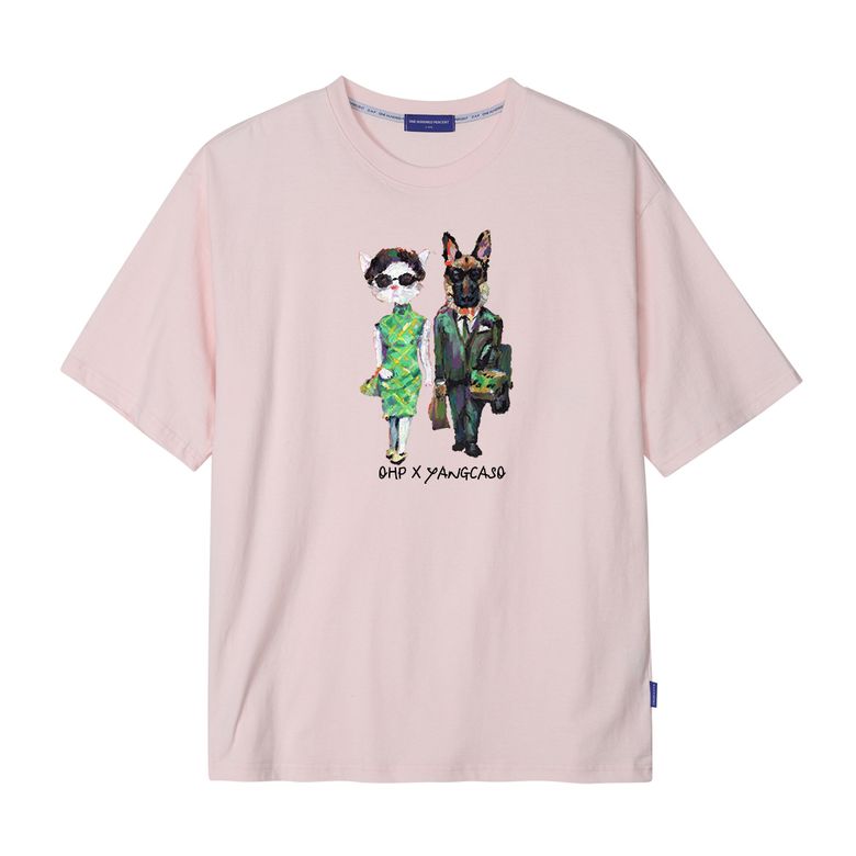OHP X YANGCASO 댕냥연화 세미오버 반팔티