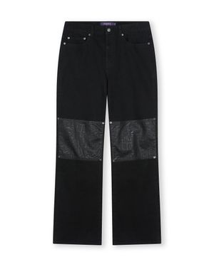 DOUBLE KNEE FLARE JEANS FADE BLACK