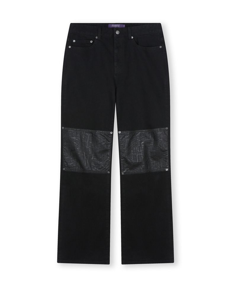 DOUBLE KNEE FLARE JEANS FADE BLACK