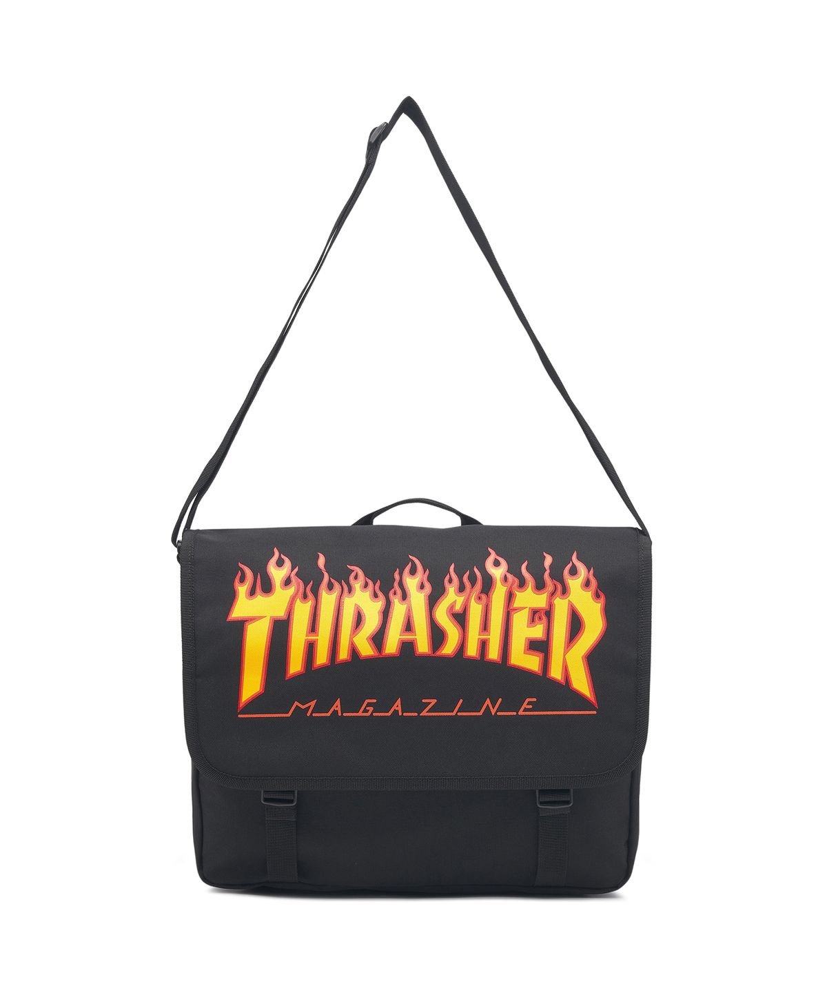 트레셔(THRASHER) 플레임 메신저백 블랙
