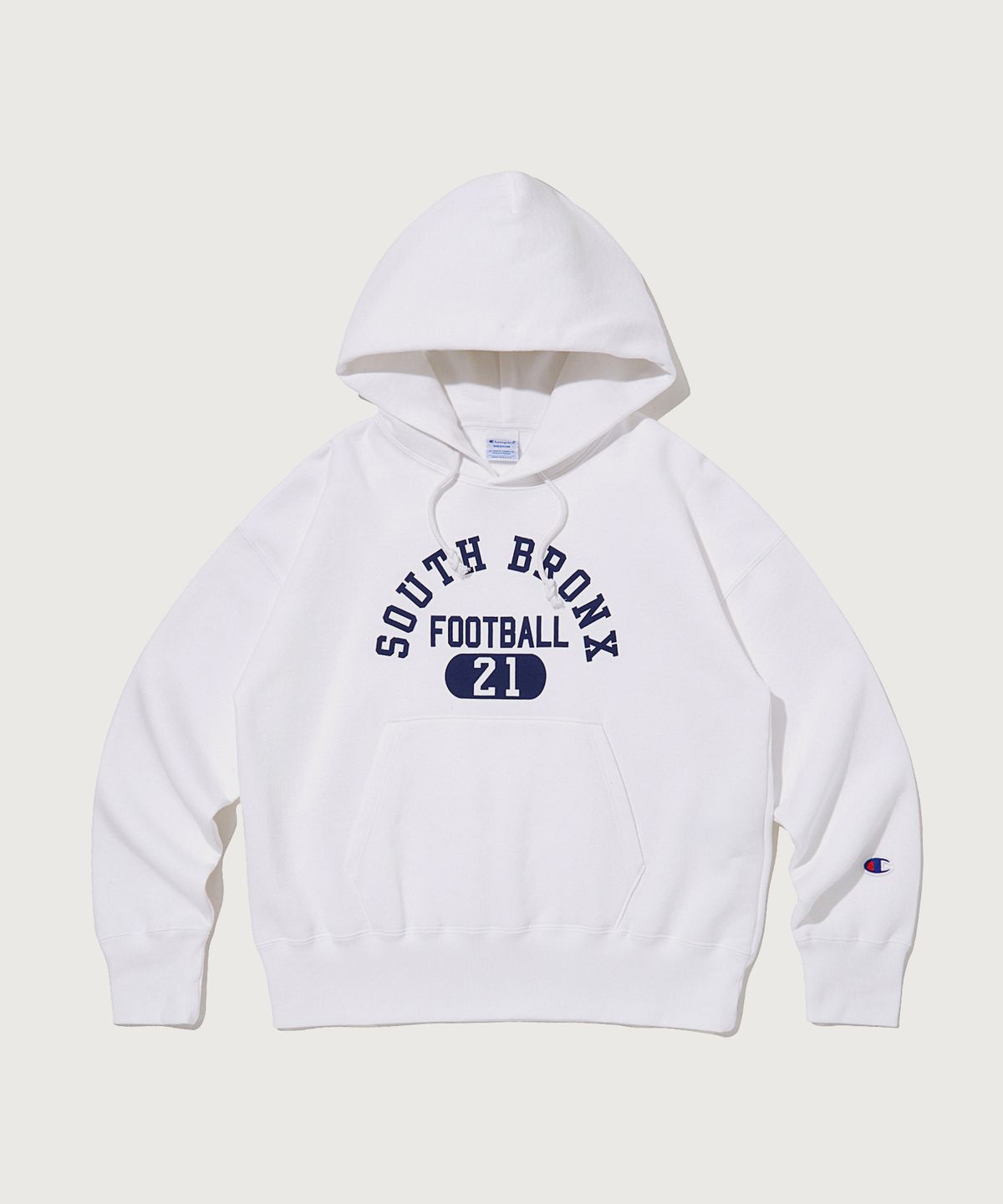 챔피온(CHAMPION) 여성 CVC Terry Fleece 레터링 후드 스웨트셔츠 White