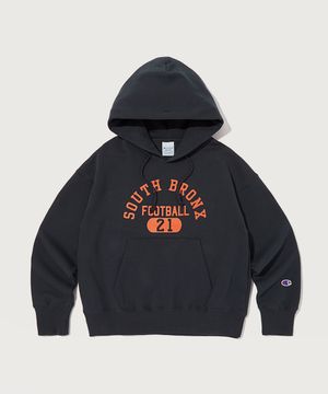 여성 CVC Terry Fleece 레터링 후드 스웨트셔츠 Normal Navy