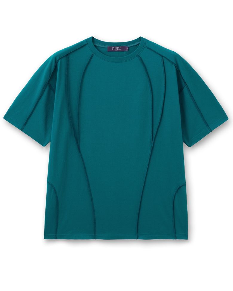 REVERSE OVERLOCK STITCH HALF T-SHIRTS TEAL