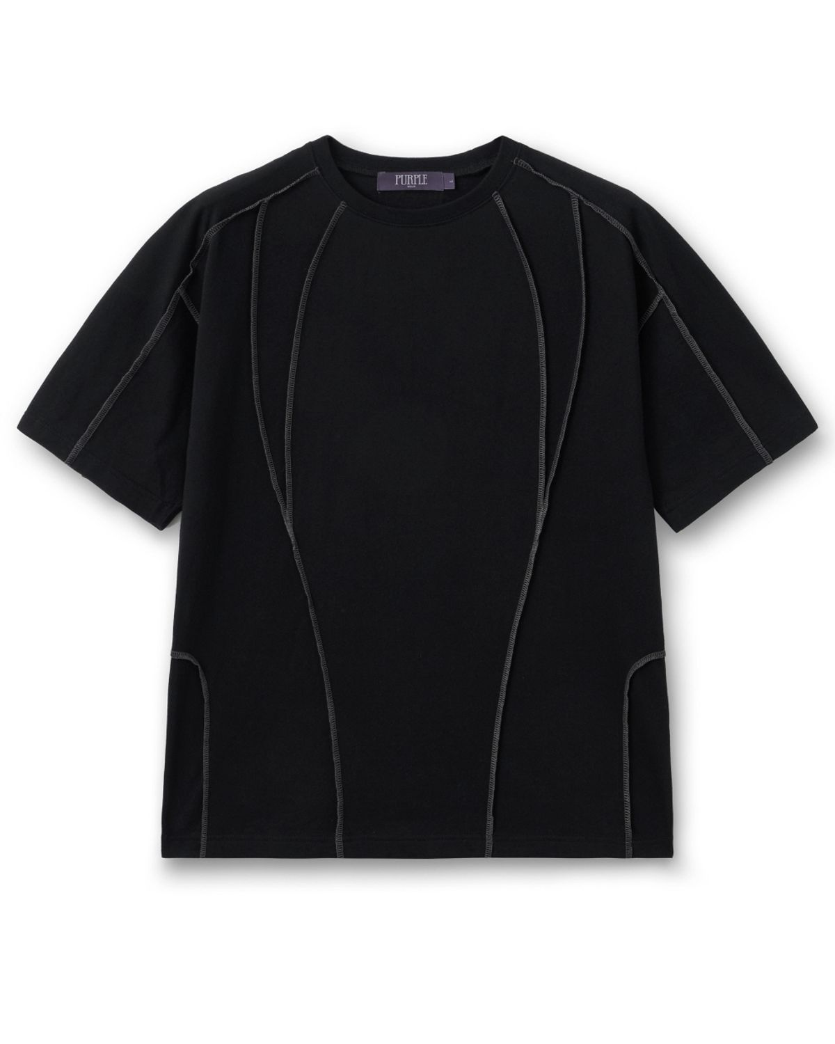 비슬로우(BESLOW) 23SS REVERSE OVERLOCK STITCH HALF T-SHIRTS BLACK