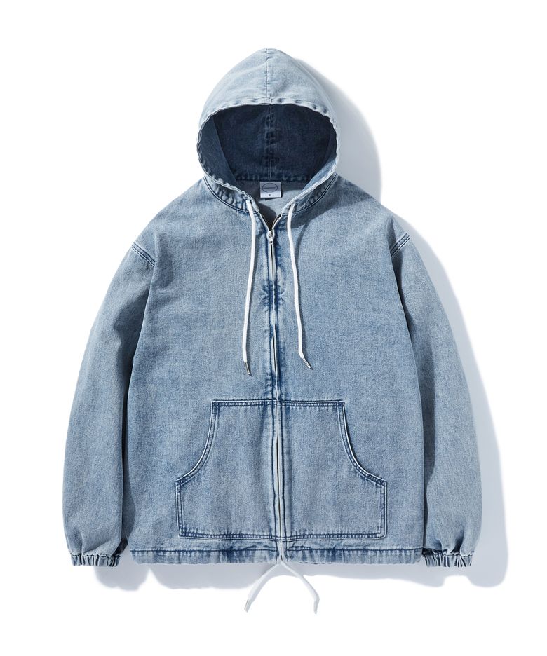 오버핏 스톤워싱 데님 후드 집업 자켓 MDJ103 [LIGHT BLUE]
