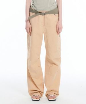 ZIPPER FLAP CARGO PANTS / PEACH