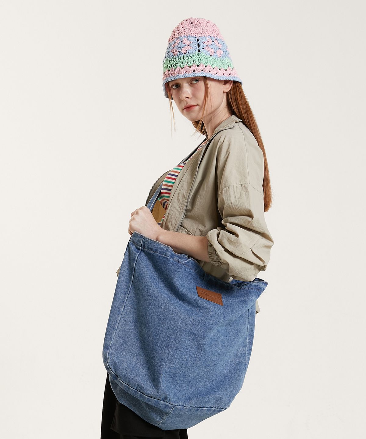 핑크파인애플(PINK PINEAPPLE) FLOWER CROCHET BUCKET_PINK