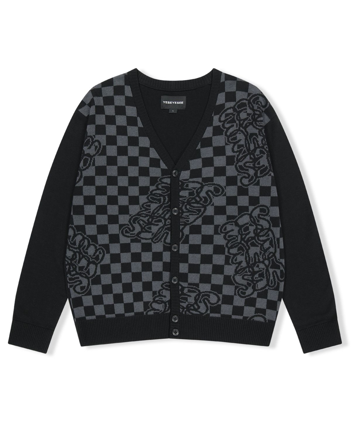 예스아이씨(YESEYESEE) Y.E.S Checkerboard Cardigan Black