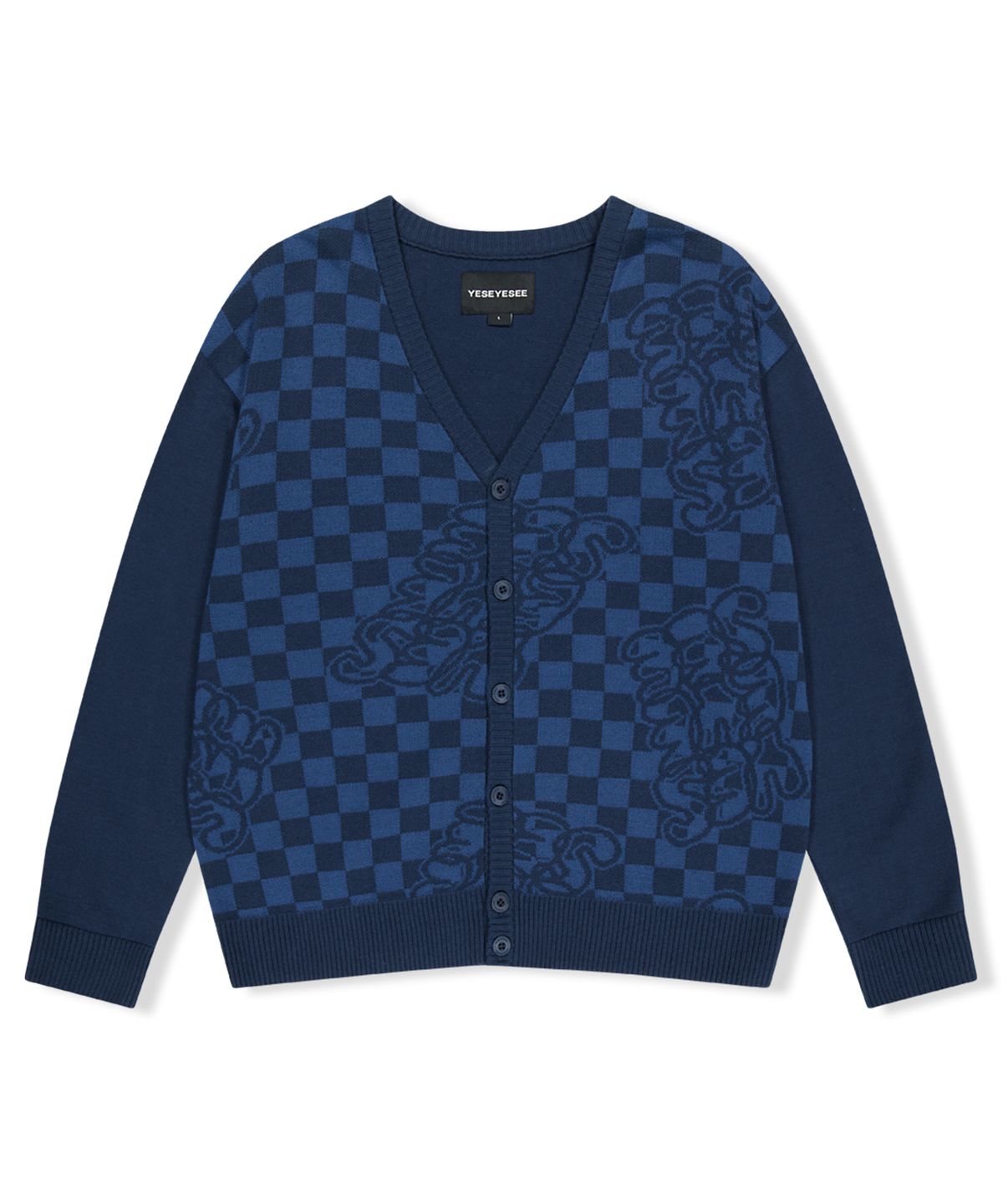 예스아이씨(YESEYESEE) Y.E.S Checkerboard Cardigan Navy