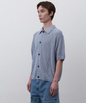 노아 니트 카라 반팔 가디건 (버터,블루)