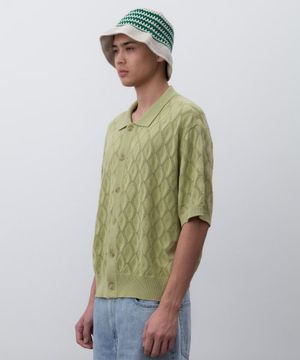 프라델  아가일 반팔 가디건 (아보카도,네이비)